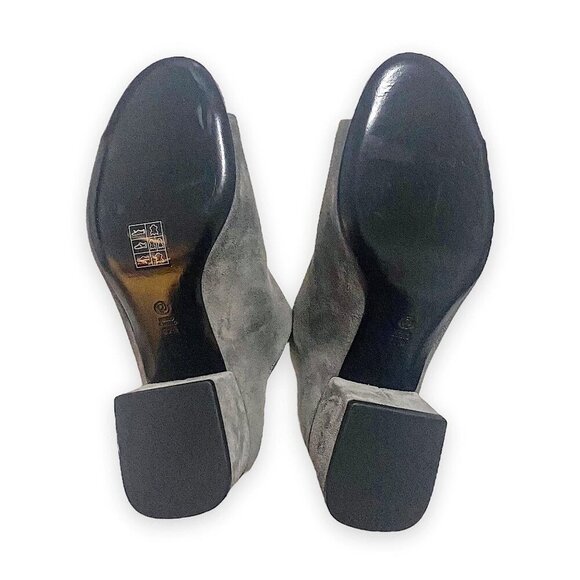 3.1 Phillip Lim Cube Block Heel Mules Sandal, Grey Suede,‎ 37.5EU, New in Box - Picture 10 of 13